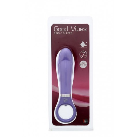 Фиолетовый анальный вибромассажёр GOOD VIBES RING-G BULBED - 15,5 см.