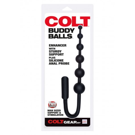 Чёрный анальный стимулятор с кольцом COLT BUDDY BALLS - 18,5 см.